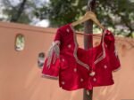 Red Silk Saree Blouse: Hand Embroidered Zardosi Maggam Work, red mix and match blouse,handwork blouses,bird work blouse,plus size blouses us