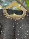 Hand Embroidered Zardosi Silk Blouse: Black Maggam Work, black mix and match blouse,42 size blouse,plus size blouse,black Maggam blouse USA