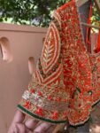 Orange Raw Silk Saree Blouse: Hand Embroidered Zardosi Maggam,orange saree blouse,mix and match blouse, orange Maggam blouse,Lehenga blouse