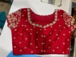 pure silk hand embroidery blouse/short sleeve maggam blouse/raw silk zardosi blouse/hand embroidered blouse/red ready made blouse zardosi