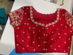 pure silk hand embroidery blouse/short sleeve maggam blouse/raw silk zardosi blouse/hand embroidered blouse/red ready made blouse zardosi