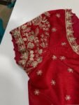 pure silk hand embroidery blouse/short sleeve maggam blouse/raw silk zardosi blouse/hand embroidered blouse/red ready made blouse zardosi