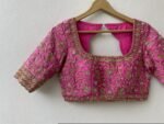 Pink Maggam Bridal Blouse: Hand Embroidered Zardosi Maggam Work,bridal Maggam blouses,wedding blouse,plus size blouses,mix and match blouses