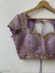 pure silk hand embroidery blouse/lavend heavy maggam blouse/lavender zardosi blouse/wedding hand embroidered blouse/bridal ready made blouse