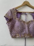 pure silk hand embroidery blouse/lavend heavy maggam blouse/lavender zardosi blouse/wedding hand embroidered blouse/bridal ready made blouse
