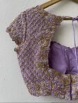pure silk hand embroidery blouse/lavend heavy maggam blouse/lavender zardosi blouse/wedding hand embroidered blouse/bridal ready made blouse