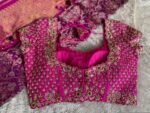 pure silk hand embroidery blouse/pink heavy maggam blouse/hot pink zardosi blouse/wedding hand embroidered blouse/bridal ready made blouse