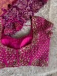 pure silk hand embroidery blouse/pink heavy maggam blouse/hot pink zardosi blouse/wedding hand embroidered blouse/bridal ready made blouse