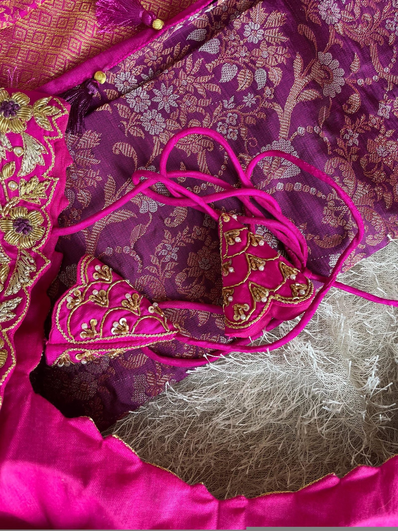 pure silk hand embroidery blouse/pink heavy maggam blouse/hot pink zardosi blouse/wedding hand embroidered blouse/bridal ready made blouse