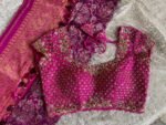 pure silk hand embroidery blouse/pink heavy maggam blouse/hot pink zardosi blouse/wedding hand embroidered blouse/bridal ready made blouse