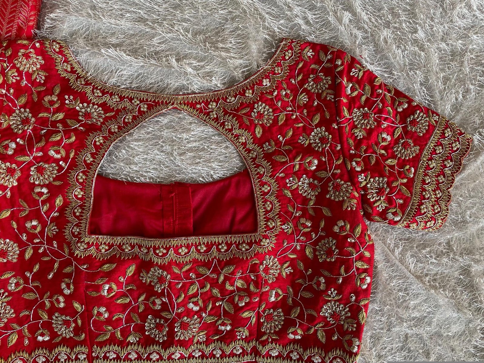 pure silk hand embroidery blouse/red heavy maggam blouse/red zardosi blouse/wedding hand embroidered blouse/bridal ready made blouse USA