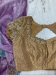 Hand Embroidered Zardosi Silk Blouse: Light Gold Maggam Work,tissue gold blouse,mix and match blouses,42 size blouses,plus size blouses USA
