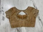 Hand Embroidered Zardosi Silk Blouse: Light Gold Maggam Work,tissue gold blouse,mix and match blouses,42 size blouses,plus size blouses USA