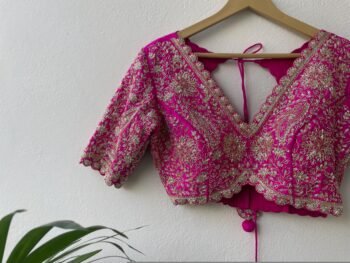 pure silk hand embroidery bridal blouse/pink maggam blouse/bridal zardosi blouse/wedding  hand embroidered blouse/pinheavy embroidery blouse