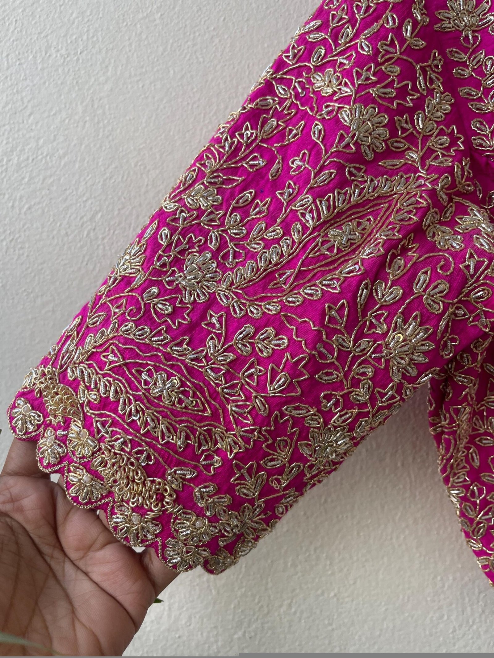 pure silk hand embroidery bridal blouse/pink maggam blouse/bridal zardosi blouse/wedding hand embroidered blouse/pinheavy embroidery blouse