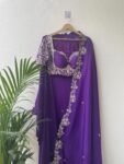 Purp pure Silk Saree:Hand Embroidered Blouse, Indian Wedding Bridal Saree,luxury wedding saree,pure silk purple saree,cocktail saree USA
