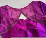 Hand Embroidered Zardosi Silk Blouse: Magenta Pink Bridal Sari Top,magenta pink saree,purple pink saree,mix and match blouse,plus size blous