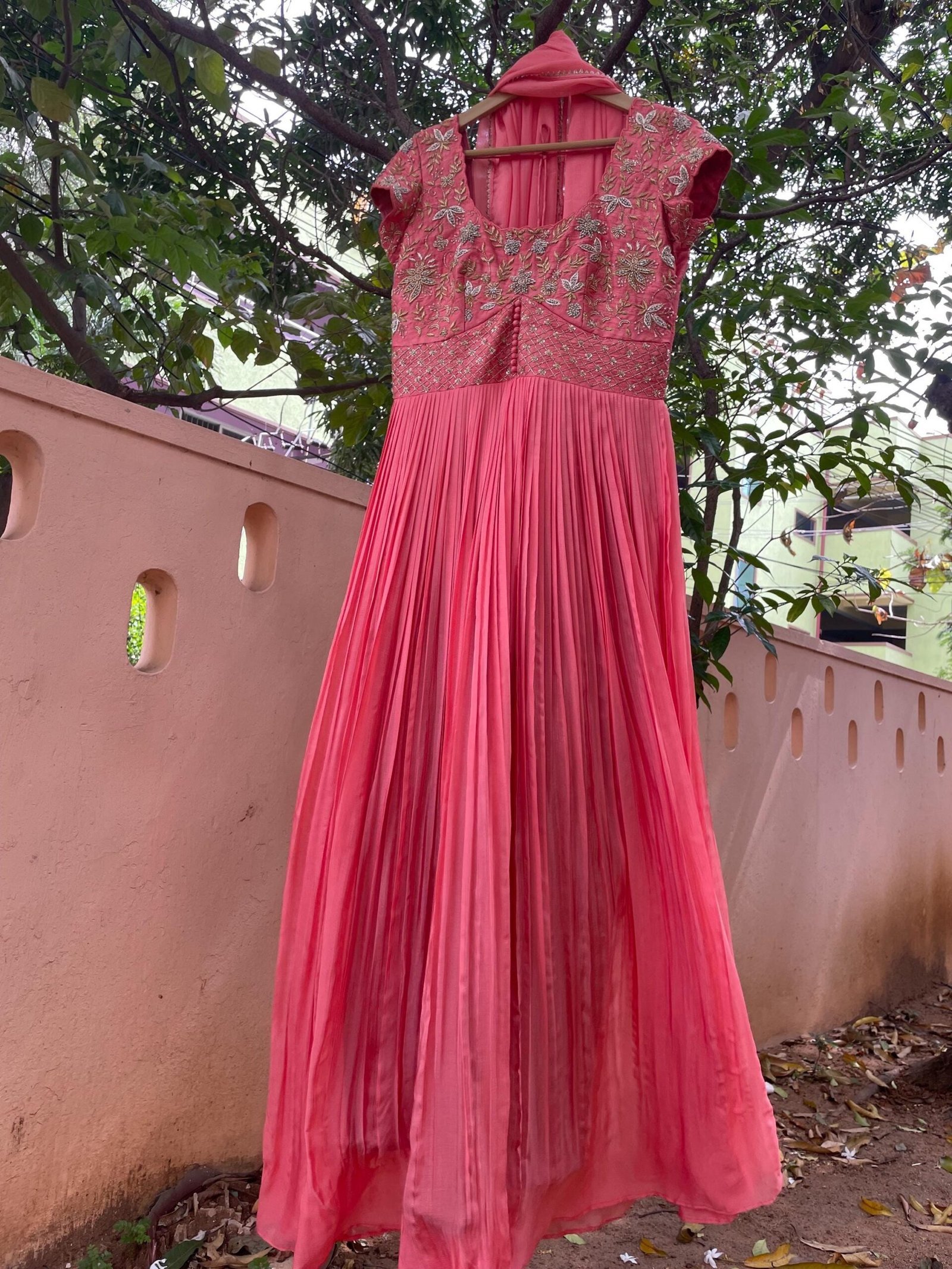 Peach Anarkali suit usa/anarkali kurta elbow sleeve/peach short sleeve anarkali/peach dress anarkali/Indian dresses/peac anarkali suit set