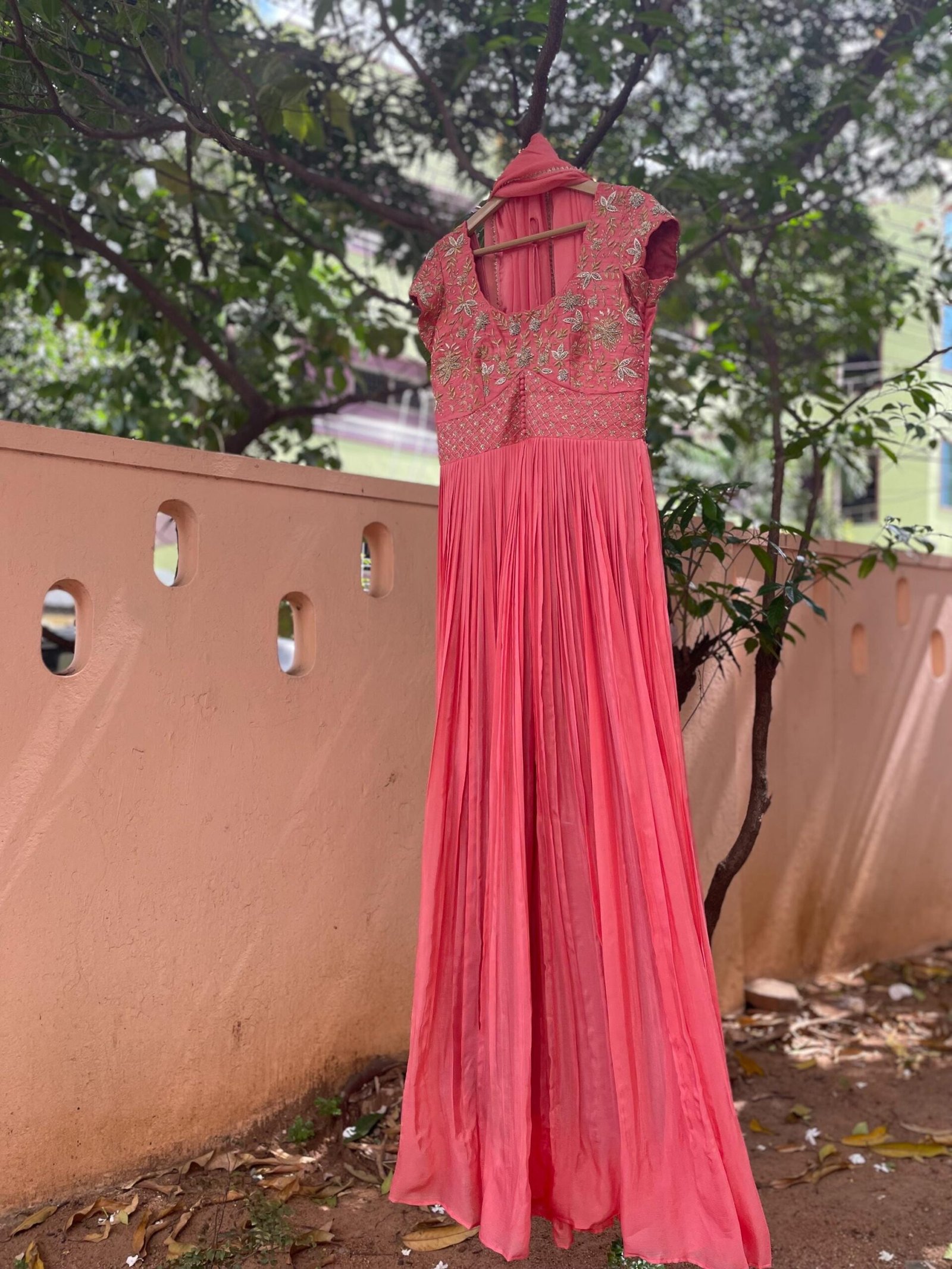 Peach Anarkali suit usa/anarkali kurta elbow sleeve/peach short sleeve anarkali/peach dress anarkali/Indian dresses/peac anarkali suit set