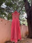 Peach Anarkali suit usa/anarkali kurta elbow sleeve/peach short sleeve anarkali/peach dress anarkali/Indian dresses/peac anarkali suit set