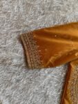 Pure Silk Saree Blouse: Golden Zardosi Hand Embroidery, Elbow Sleeve blouse,mix and match blouse,plus size blouses,mustard yellow blouse usa