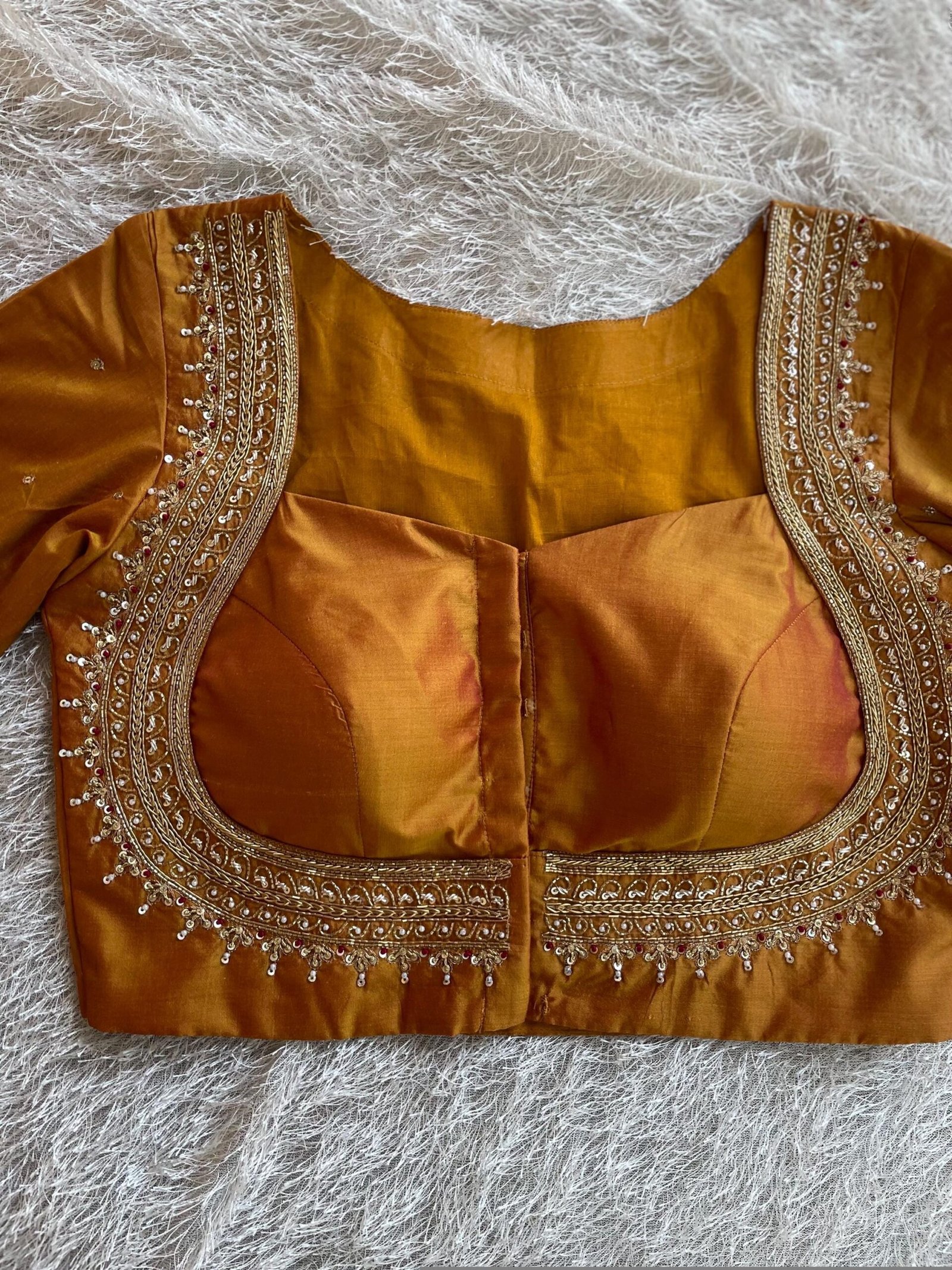 Pure Silk Saree Blouse: Golden Zardosi Hand Embroidery, Elbow Sleeve blouse,mix and match blouse,plus size blouses,mustard yellow blouse usa