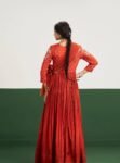 Anarkali suit usa/anarkali red kurta shor sleeve/dark red sleeve anarkali/orange red anarkali/heavy hand embroidered anarkali with dupatta