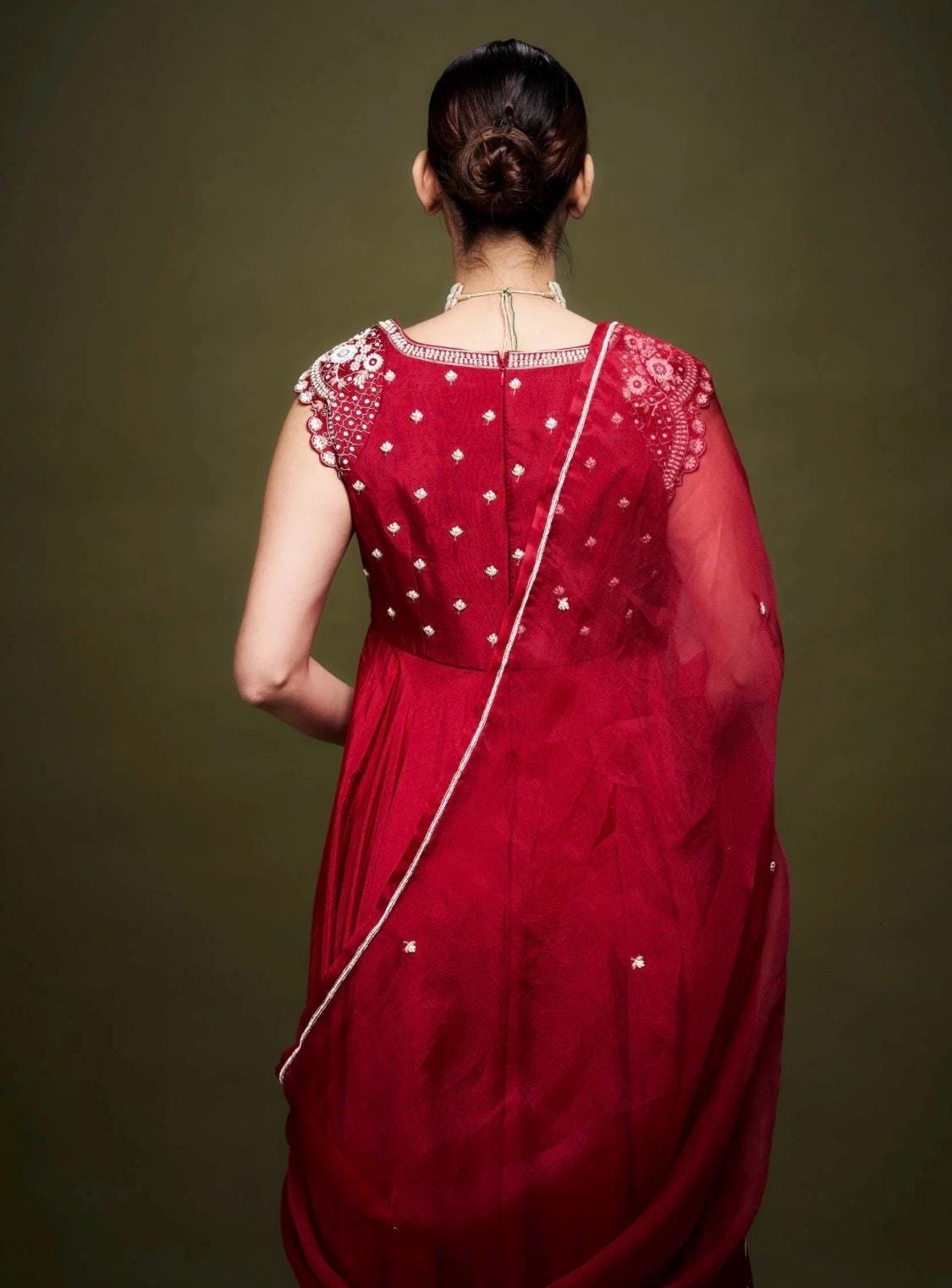 Anarkali suit usa/anarkali red kurta short sleeve/dark red Indian anarkali/ruby red anarkali/heavy hand embroidered anarkali with dupatta