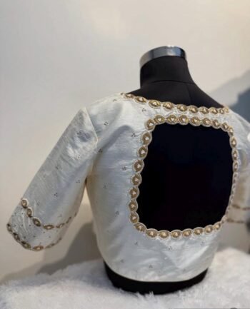 pure silk hand embroidery blouse/modern maggam blouse/cream zardosi blouse/hand embroidered blouse/off white mix and match ready made blouse