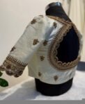 pure silk hand embroidery blouse/modern maggam blouse/cream zardosi blouse/hand embroidered blouse/off white mix and match ready made blouse