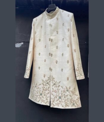 Hand Embroidered Raw Silk Mens Kurta: Indian Wedding Sherwani, Mens wedding kurta,Indian wedding sherwani,mens kurta pants,mens coat indian