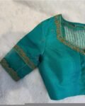 pure silk hand embroidery blouse/saree maggam blouse/ zardosi blouse/turquoise green embroidered blouse/sea green ready made blouse zardosi