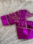 Hand Embroidered Zardosi Silk Blouse: Magenta Pink Bridal Sari Top,mix and match saree blouse,pink Maggam work blouse,plus size blouses USA