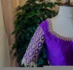 pure silk hand embroidery blouse/modern saree maggam blouse/purple zardosi blouse/wedding hand embroidered blouse/bridal ready made blouse