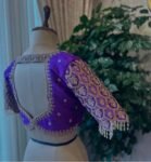 pure silk hand embroidery blouse/modern saree maggam blouse/purple zardosi blouse/wedding hand embroidered blouse/bridal ready made blouse