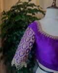 pure silk hand embroidery blouse/modern saree maggam blouse/purple zardosi blouse/wedding hand embroidered blouse/bridal ready made blouse