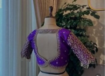 pure silk hand embroidery blouse/modern saree maggam blouse/purple zardosi blouse/wedding hand embroidered blouse/bridal ready made blouse
