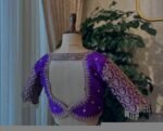 pure silk hand embroidery blouse/modern saree maggam blouse/purple zardosi blouse/wedding hand embroidered blouse/bridal ready made blouse