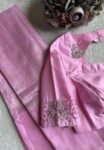 pure silk hand embroidery blouse/light pink maggam  blouse/pink hand embroidered blouse/pink ready made blouse zardosi/pink lavender blouse