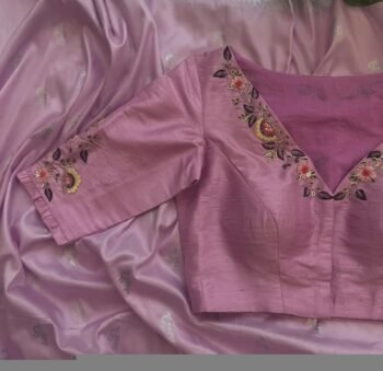 Pure silk hand embroidery blouse/saree maggam light pink blouse /pink saree blouse/ hand embroidered blouse / pink ready made blouse zardosi
