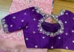 pure silk hand embroidery blouse/ saree maggam blouse/purple zardosi blouse usa/hand embroidered moderblouse/ ready made blouse zardosi usa