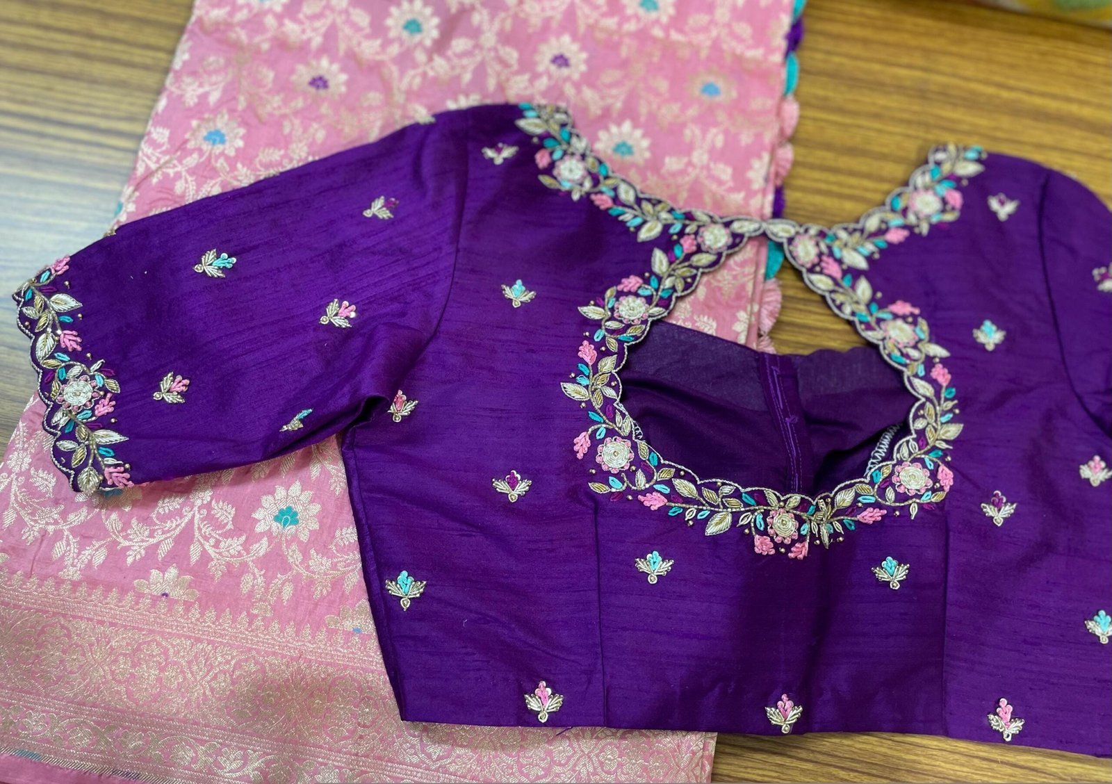 pure silk hand embroidery blouse/ saree maggam blouse/purple zardosi blouse usa/hand embroidered moderblouse/ ready made blouse zardosi usa