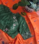Hand Embroidered Zardosi Silk Blouse: Mehendi Green Maggam Work,dark green blouse,green blouse,mix and match blouse,plus size maggam blouse