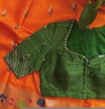 Hand Embroidered Zardosi Silk Blouse: Mehendi Green Maggam Work,dark green blouse,green blouse,mix and match blouse,plus size maggam blouse