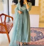 Hand Embroidered Anarkali Dress: Ice Blue Indian Suit with Dupatta, hand work kurta with dupatta/Indian kurta set,blue kurta set,indian kurt