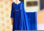 Hand Embroidered Anarkali Dress: Royal blue Indian Suit with Dupatta, blue Indian kurta,indian kurta set , blue anarkali kurta,kurta dupatta