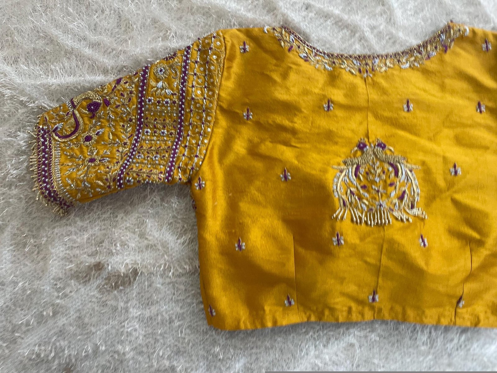 pure silk hand embroidery blouse/saree maggam yellow blouse/yellow blouse/heavy hand embroidered blouse/ready made blouse zardosi/voggish us