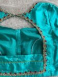 Hand Embroidered sea Blue Silk Blouse:Zardosi Maggam Work,sea green blouse,mix and match blouse,plus size blouses,sea blue hand work blouse