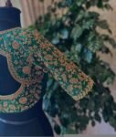 pure silk heavy hand embroidery blouse /bridal green maggam blouse/green zardosi blouse/hand embroidered blouse/green wedding ready blouse