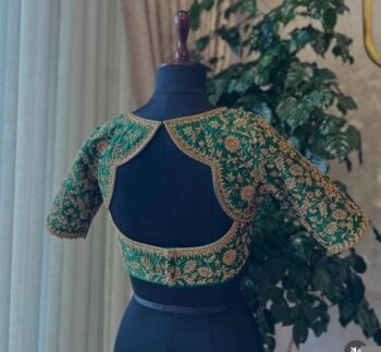 pure silk heavy hand embroidery blouse /bridal green maggam blouse/green zardosi blouse/hand embroidered blouse/green wedding ready blouse